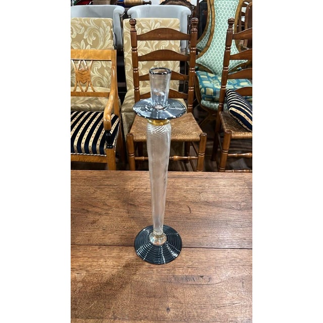 Art Deco Vintage Tiffany & Co. Art Glass Candlestick Holders – Pair For Sale - Image 3 of 4