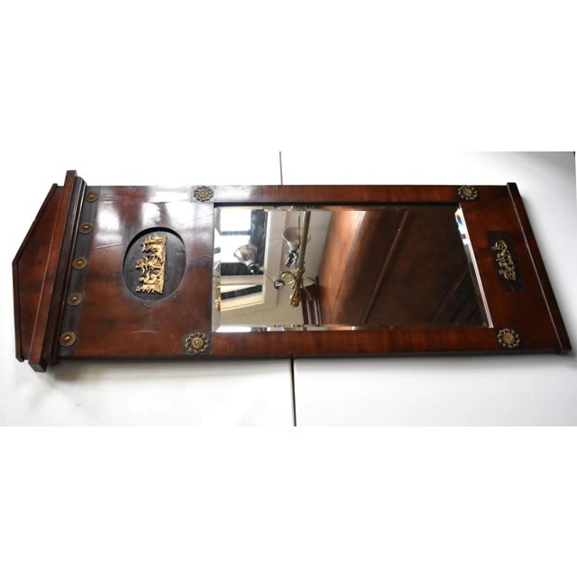 Wood Antique German Empire Neoclassical Ormolu Trumeau Mirror For Sale - Image 7 of 13