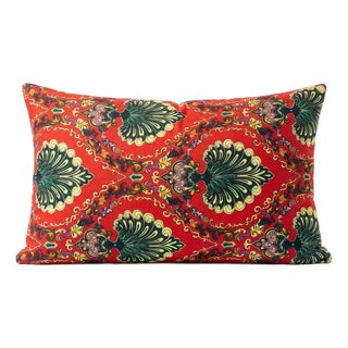 Turkish Velvet Lumbar Pillow Cover 15'' X 23'' For Sale