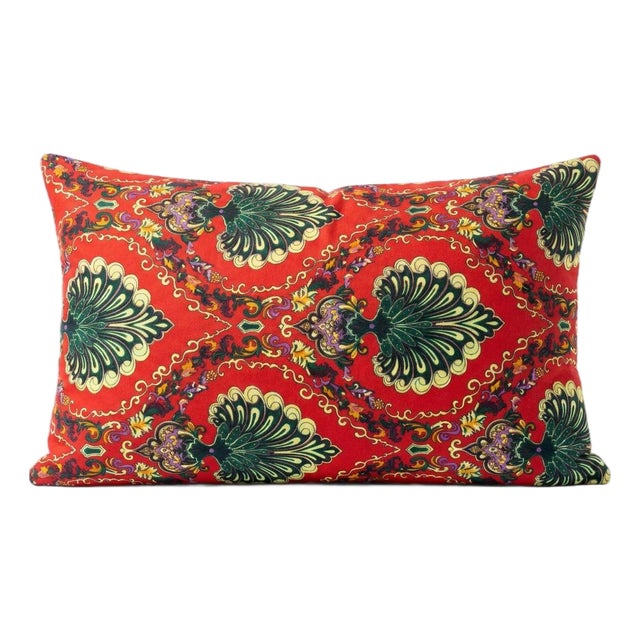 Turkish Velvet Lumbar Pillow Cover 15'' X 23'' For Sale