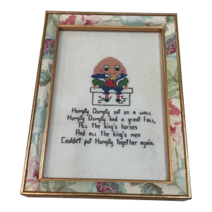 Vintage Small Humpty Dumpty Needlepoint