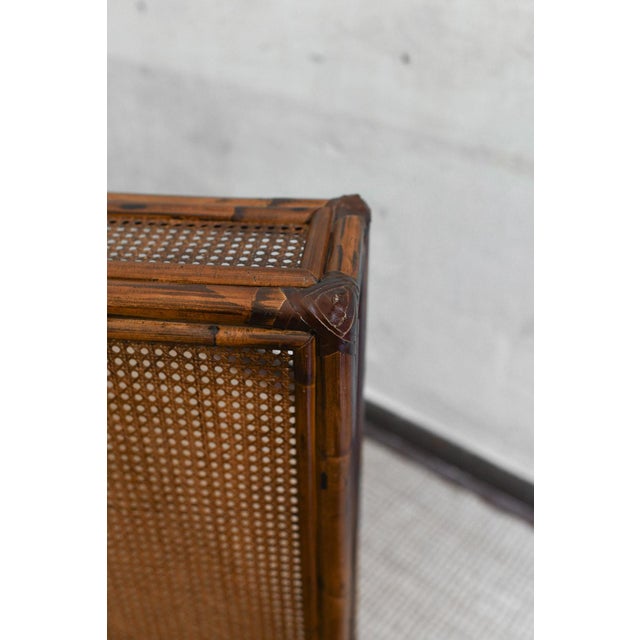 Bamboo and Vienna Straw Radiator Cover with Leather Binding For Sale - Image 4 of 8