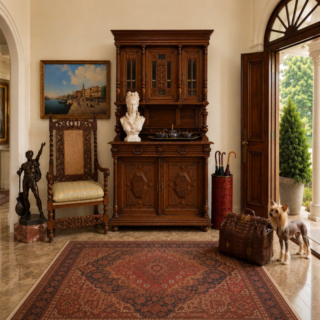 ENTRYWAY COLLECTION - Grand Tour Style An exceptional 19th Century Belgian Renaissance Revival carved walnut hunting...