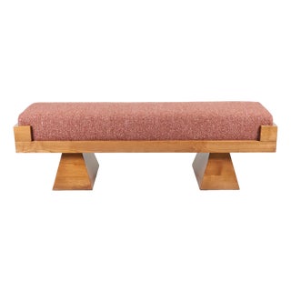 Bench with Pyramid Legs and Brick Bouclé Fabric from Artigianato Italiano, 2000s, Set of 2 For Sale