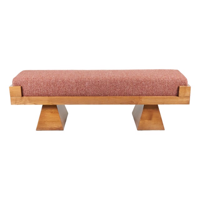 Bench with Pyramid Legs and Brick Bouclé Fabric from Artigianato Italiano, 2000s, Set of 2 For Sale