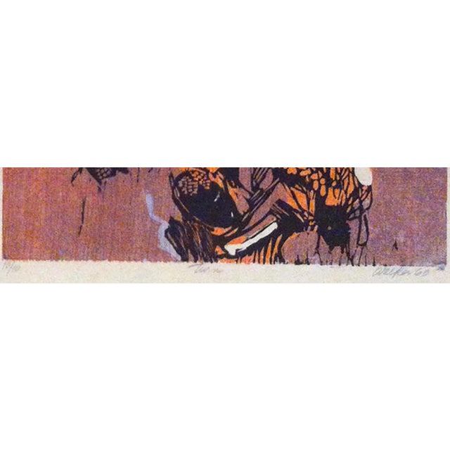 Mid-Century Modern "Turin" Woodcut by Clay Walker For Sale - Image 3 of 3