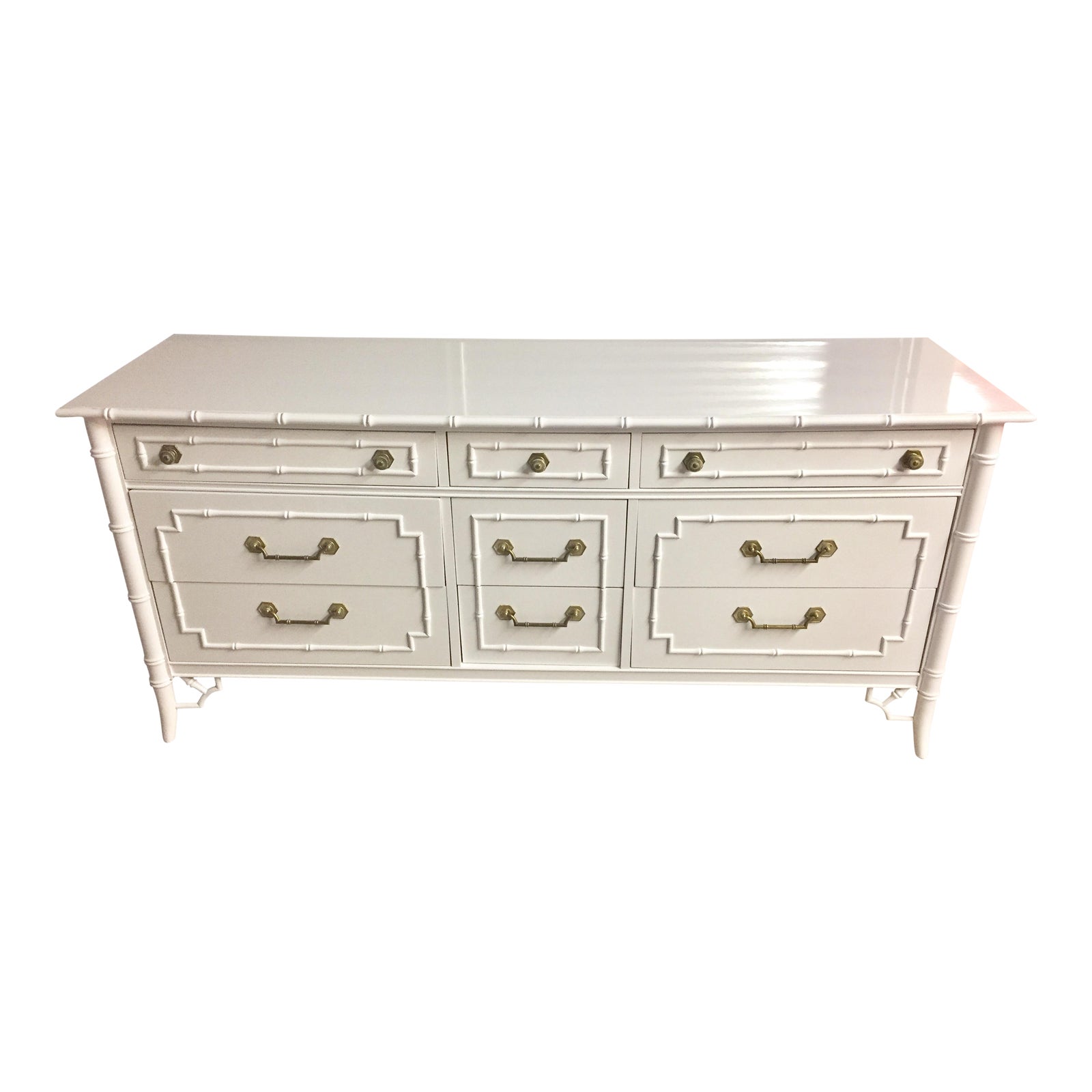 Thomasville White Lacquered Faux Bamboo Allegro Dresser Chairish