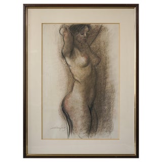 Life Study of Nude Lady, 1976, Graphite on Paper, Framed For Sale