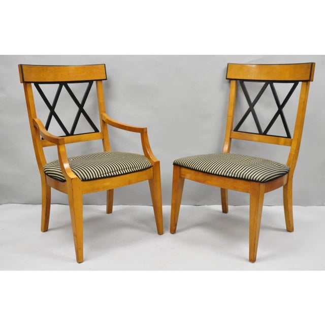 Biedermeier Empire Style Maple Wood Double X Back Dining Room Chairs - Set of 6. Set includes (2) Armchairs, (4) Side...