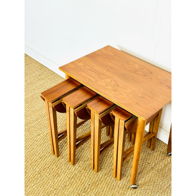 Mid-Century Modern Vintage Scandinavian Teak Nesting Tables, 1960s, Set of 5 For Sale - Image 3 of 18