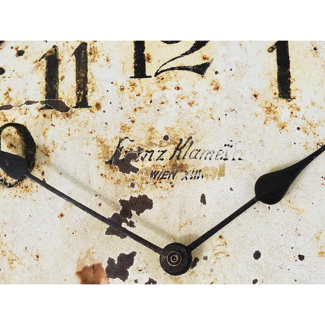 Antique Public Iron Wall Clock with Hand-Painted Dial, 1920s For Sale - Image 9 of 18