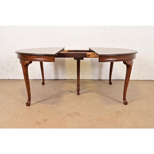 Brown Antique Victorian Carved Oak Extension Dining Table, Newly Refinished For Sale - Image 8 of 13