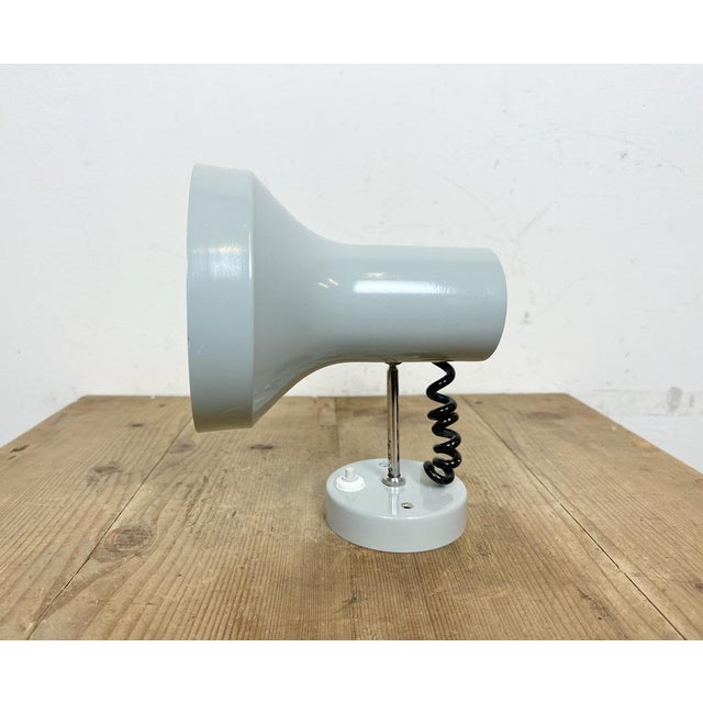 Industrial Vintage Grey Metal Wall Lamp by Josef Hurka for Napako, 1970s For Sale - Image 3 of 17