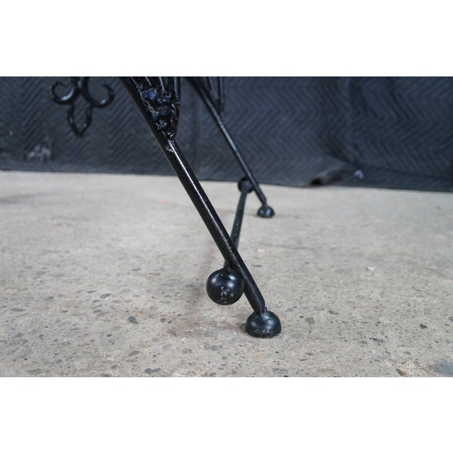 Brown Vintage Omani Scrolled Wrought Iron Teak Saddle Seat Lounge Armchair For Sale - Image 8 of 13