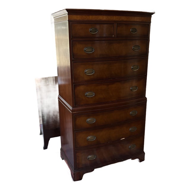 Henredon 1940s/50s Mahogany 8 Drawer Chest on Chest For Sale
