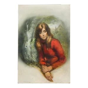 1970s Original Frank Mason Oil Painting of a Woman in Red