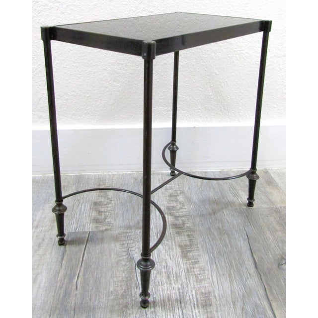 Vintage Rectangular Bronze and Black Granite Top 18" Tall Drink Table For Sale - Image 10 of 18