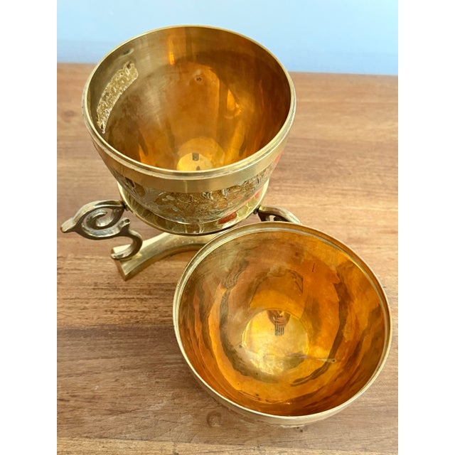Large and beautiful floral egg box on stand, made of solid brass with painted enamel. Circa 1970s. Please see dimensions...