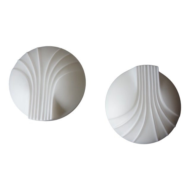 Art Deco Opal Glass Mussel Wall Lamps by Egon Hillebrand for Hillebrand Leuchten, 1960s, Set of 2 For Sale