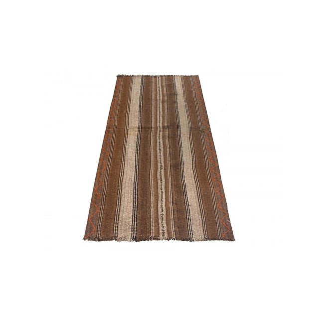 Mid-Century Modern Brown Small Vintage Kilim Rug - 2`8" X 6`7" For Sale - Image 3 of 6