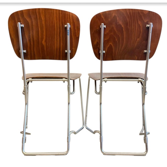 Mid-Century Modern Minimalist First Edition Aluflex Stackable Folding Chairs from Armin Wirth, Switzerland, 1950s, Set of 4 For Sale - Image 15 of 18