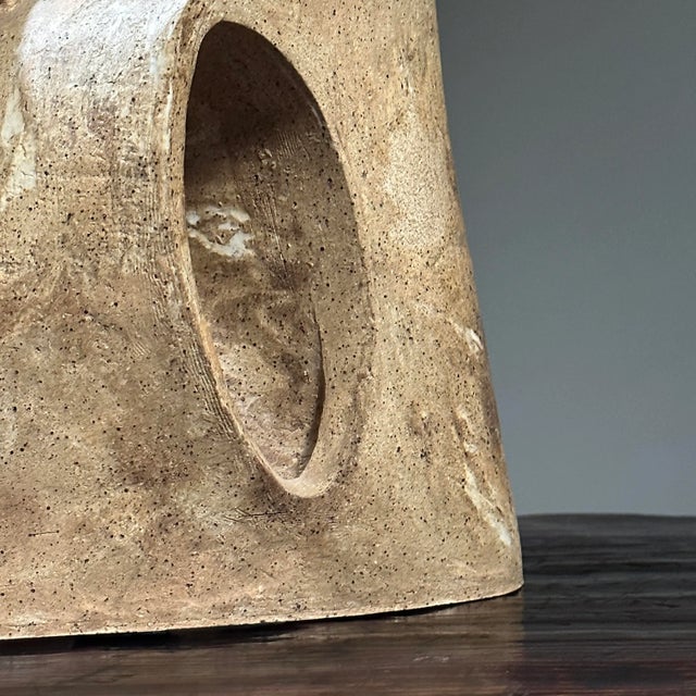 Vintage Slab Built Modernist Stoneware Candelabra Sculpture, Signed/Art Nouveau/Gaudi For Sale - Image 10 of 11