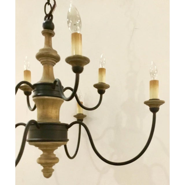 Contemporary Organic Modern Currey & Co. Metal and Wood Abbey Chandelier For Sale - Image 3 of 5