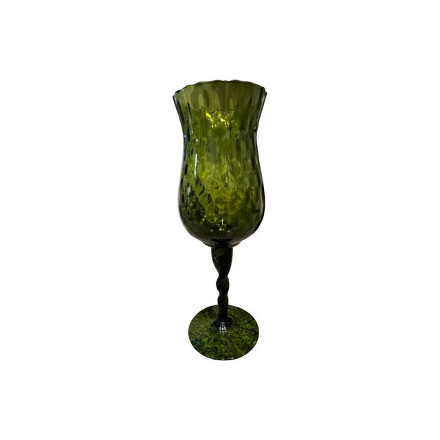 Mid-Century Modern Vintage Mid Century Modern Green Empoli Glass Snifter Goblet Carafe Italian Italy 1960s For Sale - Image 3 of 9