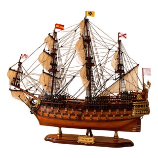 Exquisite Handcrafted 17th Century San Felipe Spanish Galleon Model – Museum Quality Nautical Decor For Sale