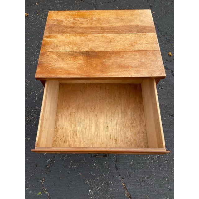 Wood Mid-Century L.A. Period Furniture Co. Solid Birch Single Drawer Open Cabinet Nightstand For Sale - Image 7 of 14