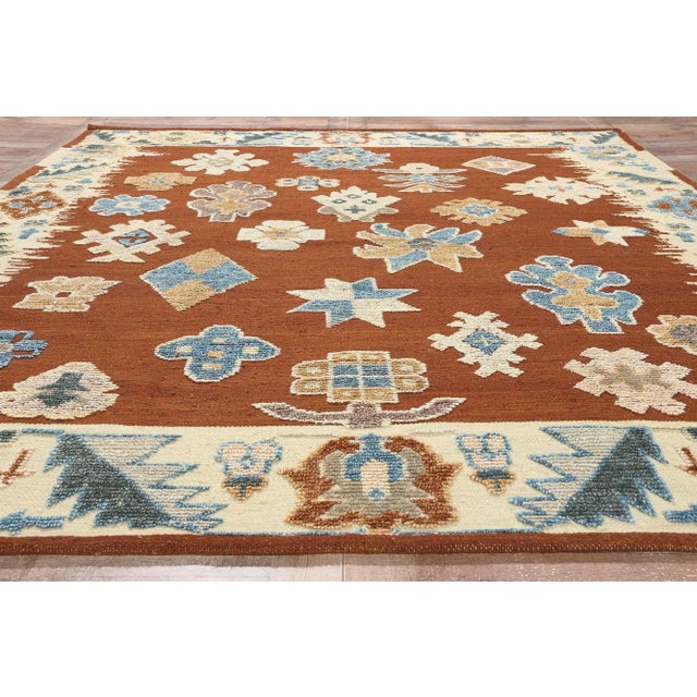 Burnt Orange High-Low Textured Oushak Rug - 08'04 X 10'05 For Sale - Image 8 of 12