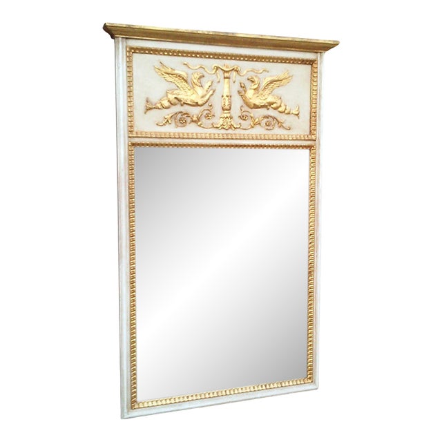 Vintage Ivory and Gilt Neo-Classical Trumea Mirror-Italy For Sale