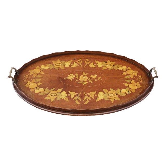 Antique Inlaid Mahogany Serving Tray, 19th Century For Sale