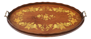 Antique Inlaid Mahogany Serving Tray, 19th Century