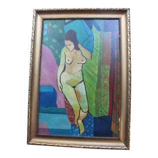 1960s Nude Portrait Oil Painting For Sale