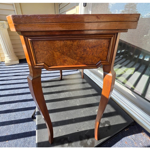 (Refinished)1950s Exquisite Custom, Gilded and Carved Italian Import, McM, Sorento Marquetry/Region, Games Table For Sale - Image 12 of 12