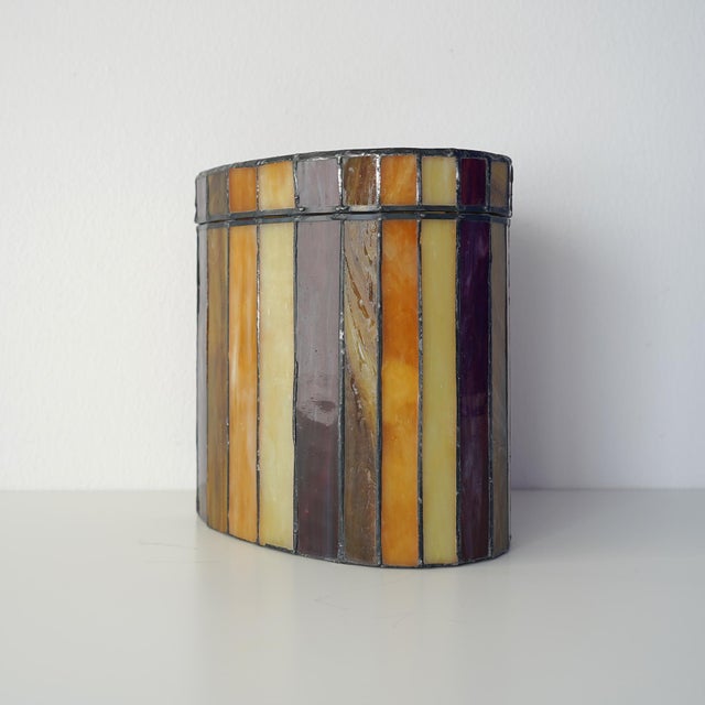 Mid 20th Century Vintage Striped Stain Glass Keepsake Box For Sale - Image 14 of 14