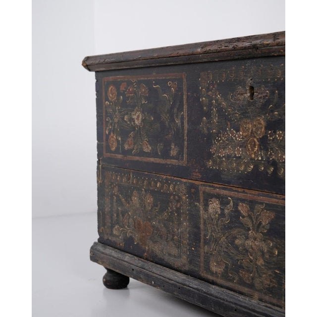 Large 19th Century Painted Chest with Floral Motifs, 1900 For Sale - Image 8 of 15