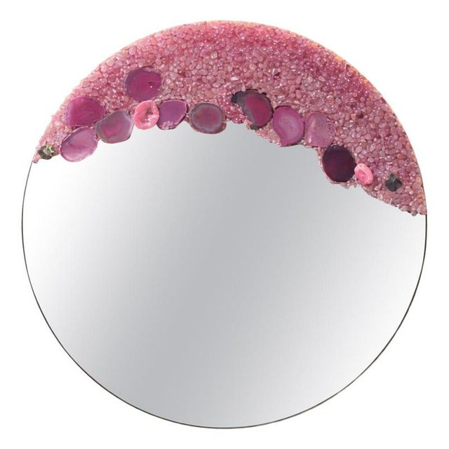 Stone Crystal Rose Illuminated Mirror in Quartz and Agate by Sev Art Gallery For Sale - Image 7 of 7