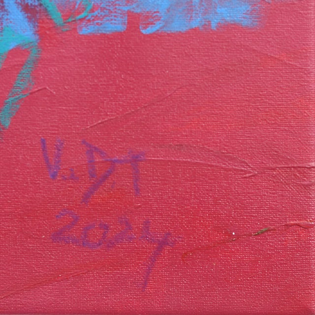 At the Bus Stop - Pink Abstract Figurative Painting Original Artwork by Valerie Etitinwo For Sale In Los Angeles - Image 6 of 9