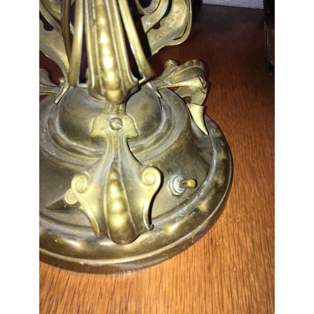 Metal 19th Century Art Nouveau Brass Converted Oil Lamp From Messengers For Sale - Image 7 of 17