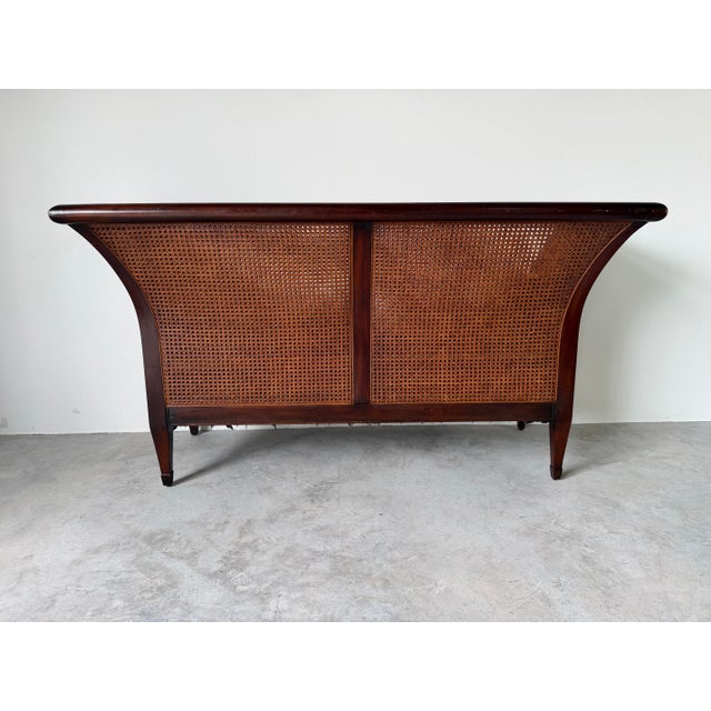 1990s Hollywood Regency Style Baker Furniture “Milling Road” Mahogany Double Caned Settee For Sale - Image 5 of 12