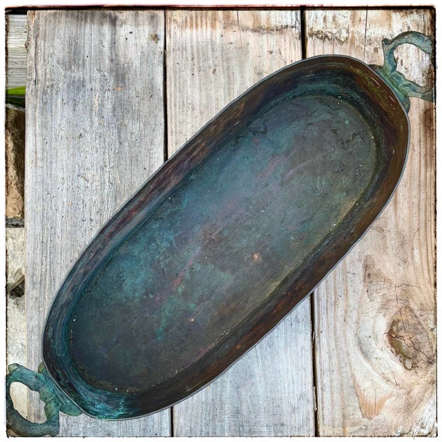 Early 19th Century Vintage Copper Hammered Basin French Country Basin Planter With Steel Handles For Sale - Image 5 of 11