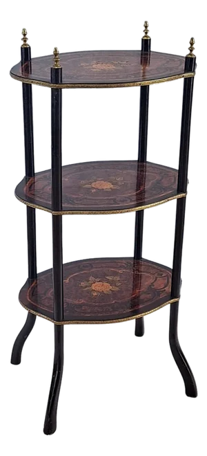 Antique Italian Inlaid Wood and Bronze Side Table, Late 19th Century