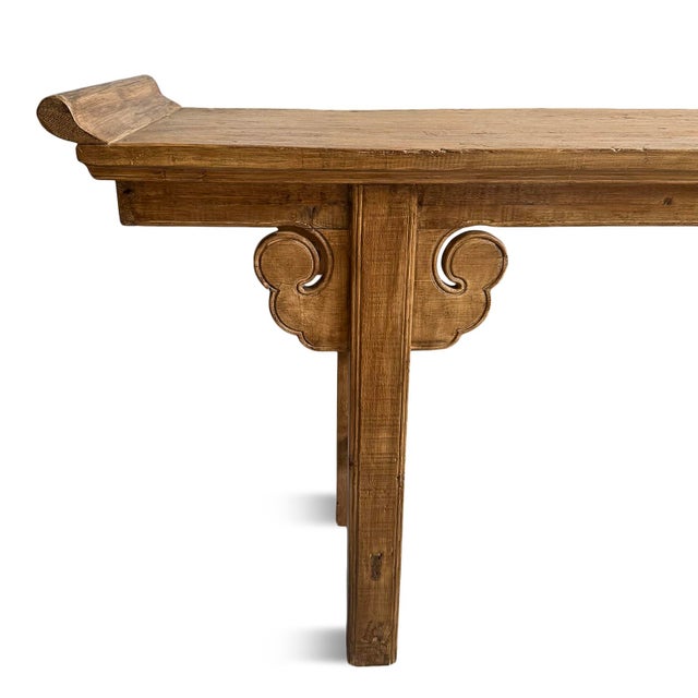 Asian Antique Vintage Elm Altar Console Table For Sale - Image 3 of 5