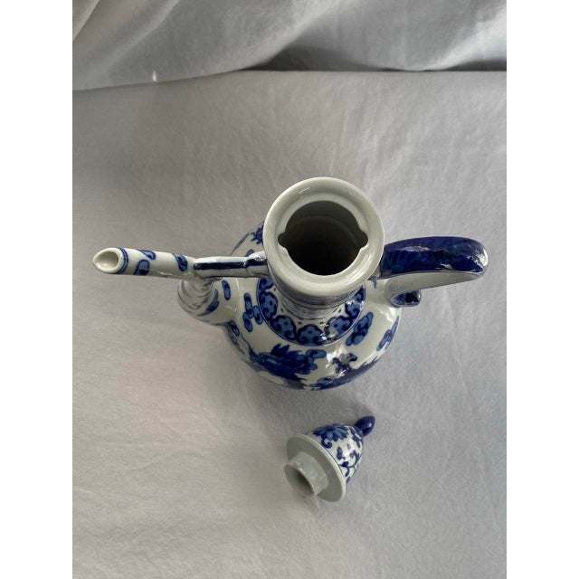 Mid 20th Century Blue & White Dragon Ewer With Yongzheng Mark – Tall Lidded Chinese Porcelain Pitcher For Sale - Image 11 of 16