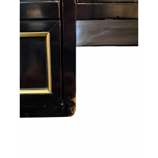 Paint Federal-Style Black Lacquered Writing Desk & Chair For Sale - Image 7 of 7