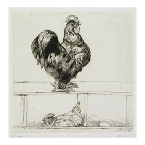 1981 Sigmund Abeles Cock of the Roost Etching