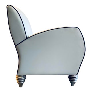 Art Deco Style Cream Leather Club Chair by Larry Laslo for Directional For Sale