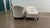 Transitional Pair Ethan Allen White Ultrasuede Grace Barrel Chairs For Sale - Image 3 of 5